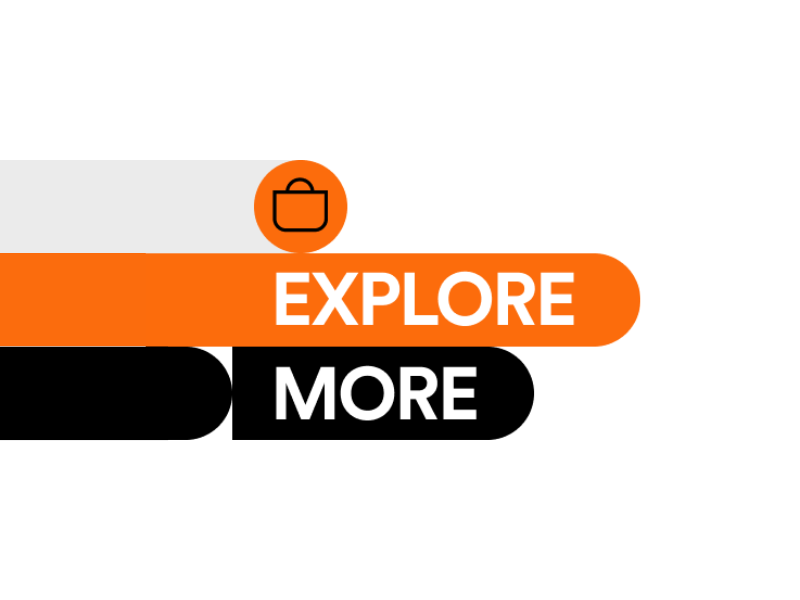 An orange rounded block saying "OUR" above a black rounded block saying "APP"