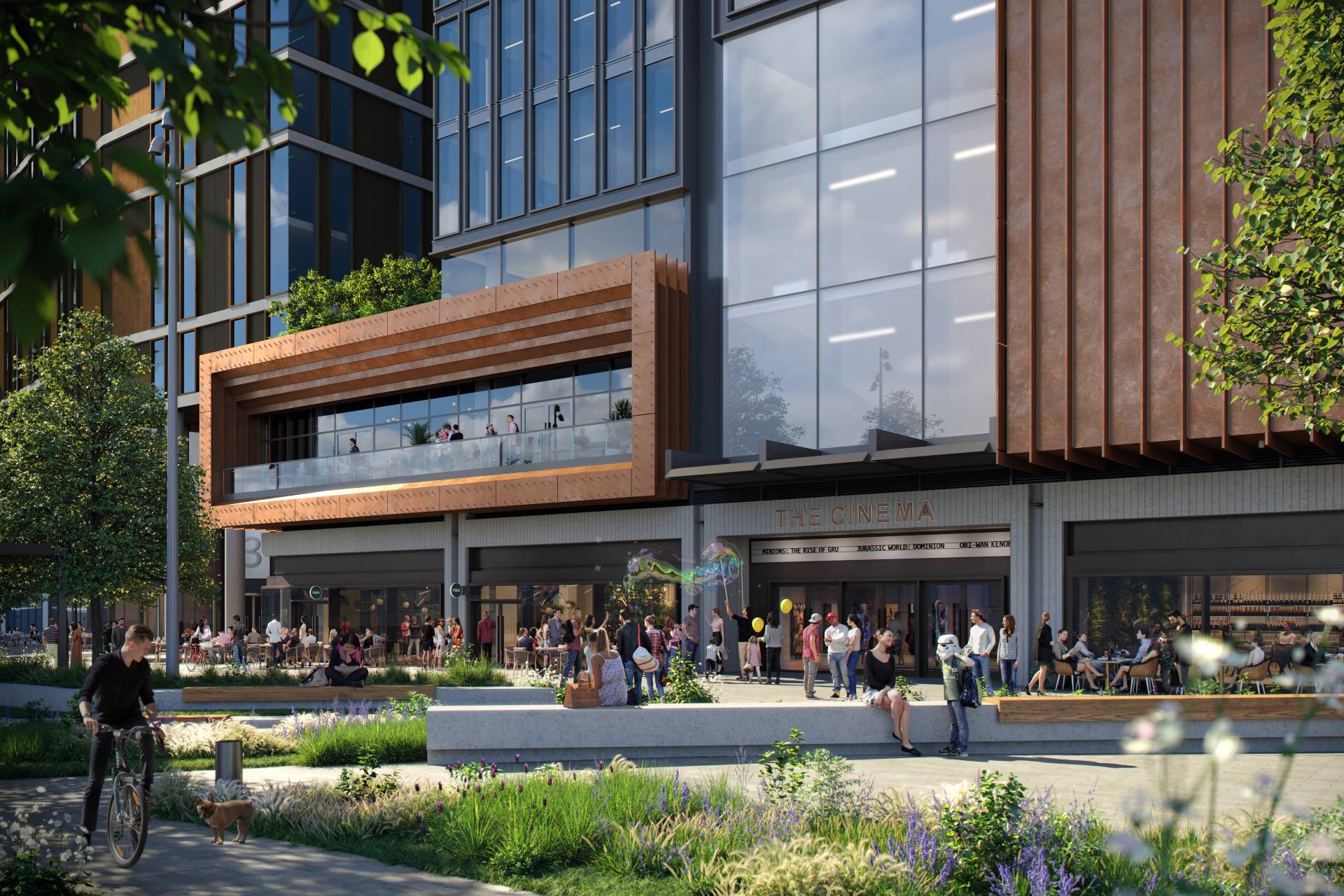 A CGI outside the retail buildings which will be available at Stratford Cross.